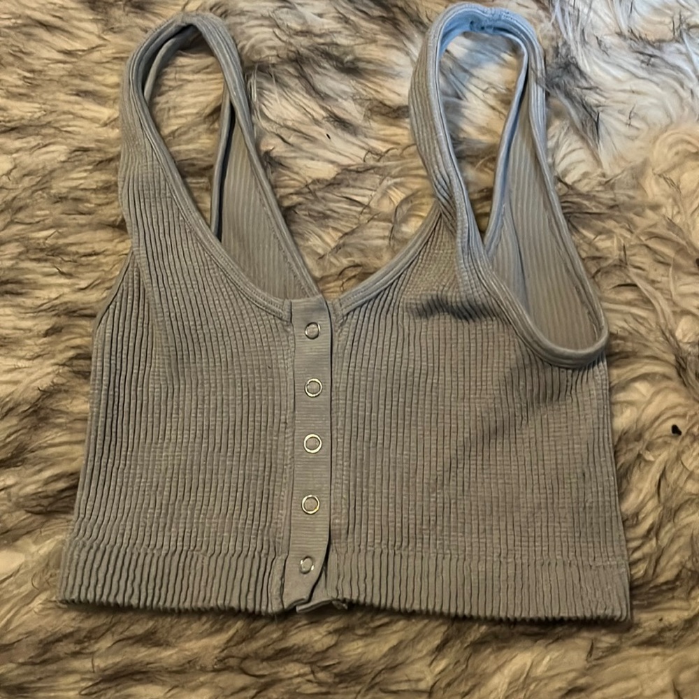 Aerie Grey Button tank